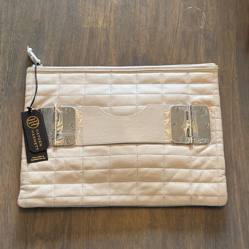 Hayden-Harnett Bowdoin Quilted Leather Clutch - Cream